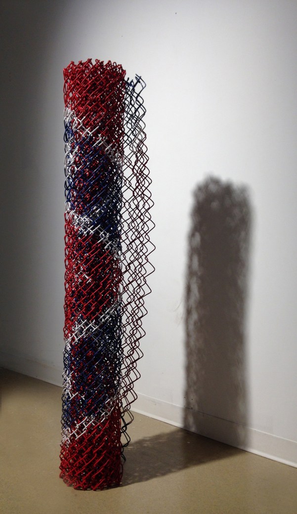 Confederate flag painted on metal fencing